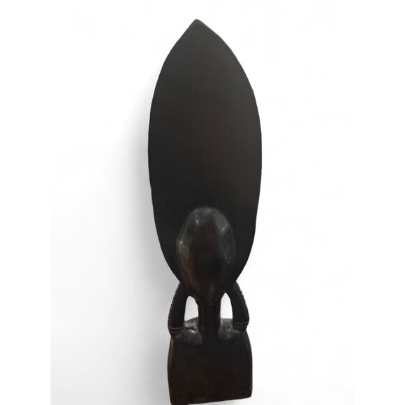 Vintage 70s Hand Carved Ebony Bust  Female Figure 11" Tall Kenya Treasures - Picture 3 of 7